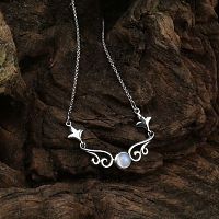 Silver Rainbow Moonstone Scroll Necklace