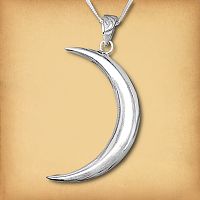 The crescent moon of the Sterling Silver Lunar Magic Pendant has a gently curved surface, emphasizing its sleek contours.