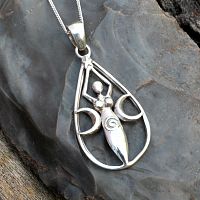 Silver Teardrop Goddess Pendant