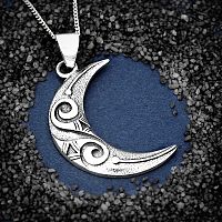 Silver Tribal Moon Pendant