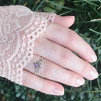 Silver Amethyst Thistle Ring