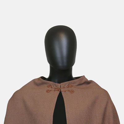 Chocolate Brown Linen-Look Half Circle Cloak