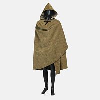Olive Brown Half-Circle Cloak with Hood