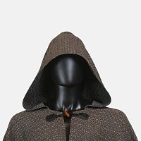 Brown Diamond-Textured Full Circle Cloak with Hood