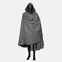 Grey Striped Full Circle Cloak with Hood and Pockets