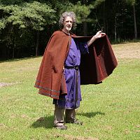 Dark Red Full Circle Cloak with Pockets and Trim