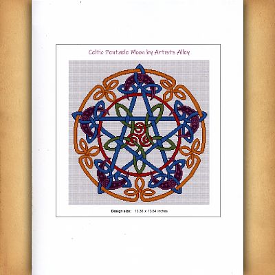 Celtic Pentacle Moon Cross Stitch Pattern