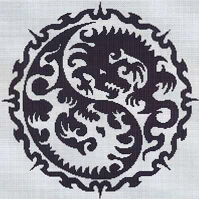 Yin Yang Dragon Cross Stitch Pattern