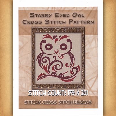 Starry Eyed Owl Cross Stitch Pattern
