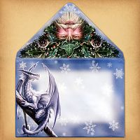 Snow Dragon Yule Card