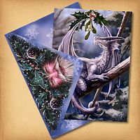 Snow Dragon Yule Card
