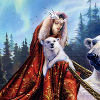 Queen of the Aurora Bears Greeting Card