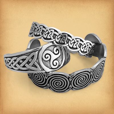 Celtic Spirals Pewter Bracelet
