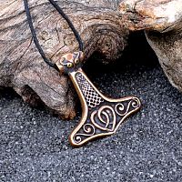 Bronze Thor's Hammer Pendant with Heart
