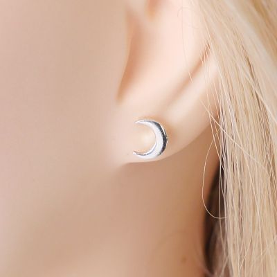 Silver New Moon Post Earrings