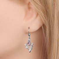 Silver Amethyst Thistle Earrings