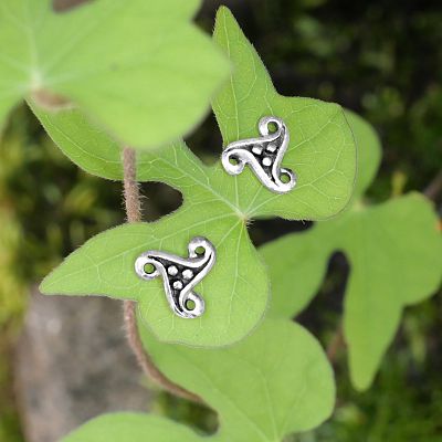 Silver Dotted Triskele Post Earrings