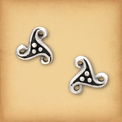 Silver Dotted Triskele Stud Earrings