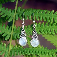 Silver Celtic Moonstone Earrings