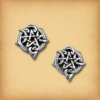 Silver Heart Pentacle Stud Earrings