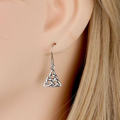 Silver Triquetra Dangle Earrings