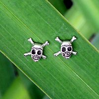 Silver Skull and Cross Bones Stud Earrings