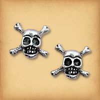 Silver Skull and Cross Bones Post Earrings