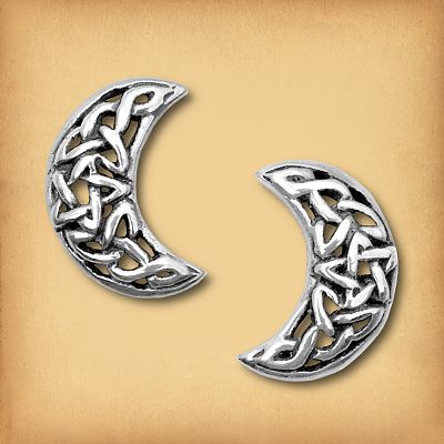 Silver Celtic Crescent Stud Earrings