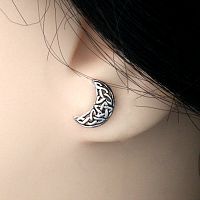 Silver Celtic Crescent Stud Earrings