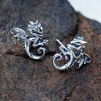 Silver Dancing Dragon Post Earrings