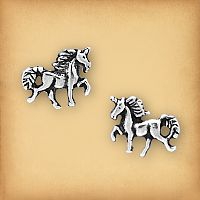 Silver Prancing Unicorn Stud Earrings