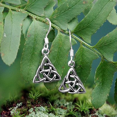 Silver Triquetra Dangle Earrings