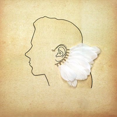 White Feather Wire Ear Cuff