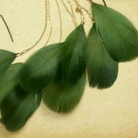Green Feather Dangle Wire Ear Cuff