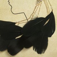 Black Feather Dangle Wire Ear Cuff