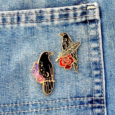 Crow and Quill Enamel Pin