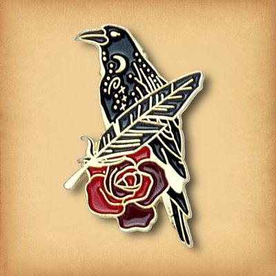 Crow and Quill Enamel Pin