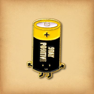 "Stay Positive" Battery Enamel Pin