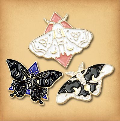 Set of Three Moth Enamel Pins