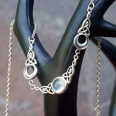 Silver Magical Moon Necklace - White Moonstone