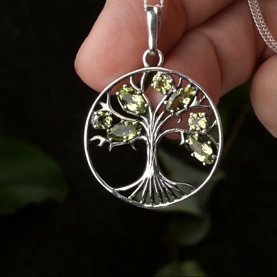 Silver Peridot Tree Pendant