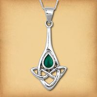 Silver Celtic Dewdrop Pendant w/Agate