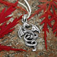 Silver Coiled Dragon Pendant