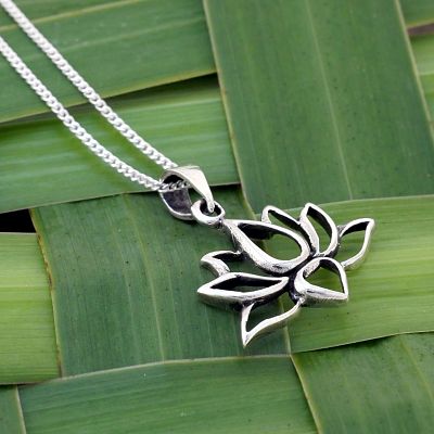 Silver Lotus Flower Pendant