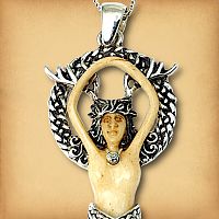 Large Silver Forest Goddess Pendant