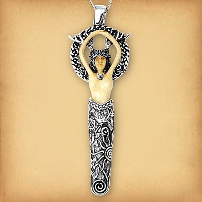 Large Silver Forest Goddess Pendant