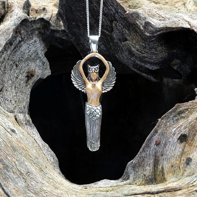 Silver Owl Goddess Pendant
