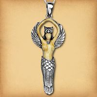 Silver Owl Goddess Pendant