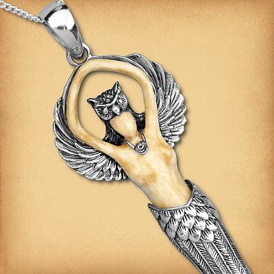 Small Silver Owl Goddess Pendant