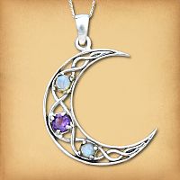 Silver Crystal Moon Pendant